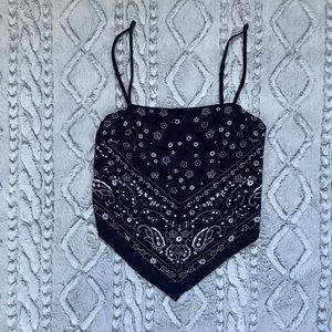 Garage Dark Blue Cowboy Bandana Crop Top